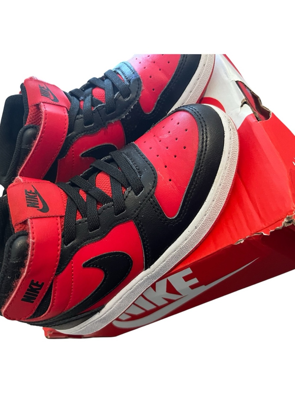 Nike Kids Red and Black High-Top Sneakers